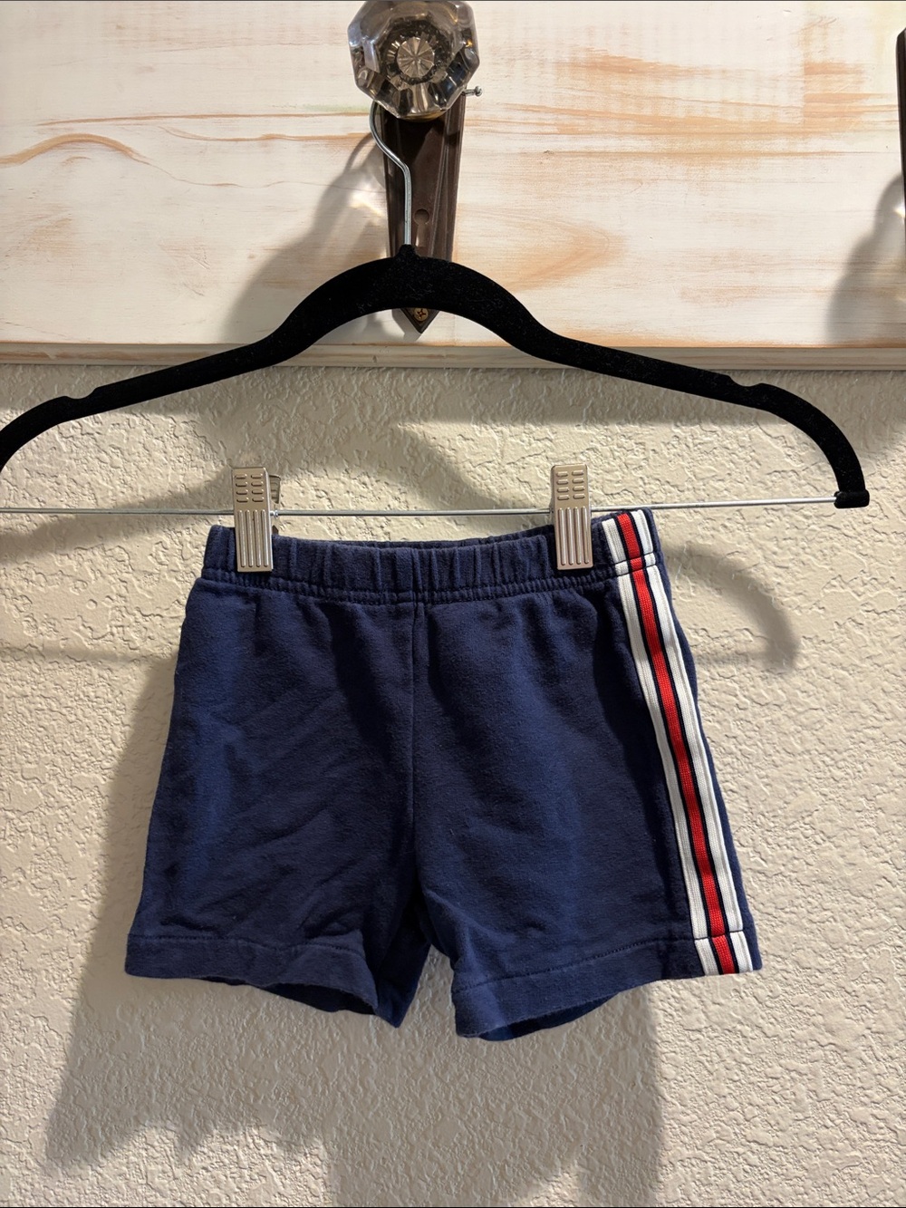 Kids Navy Athletic Shorts with Side Stripe